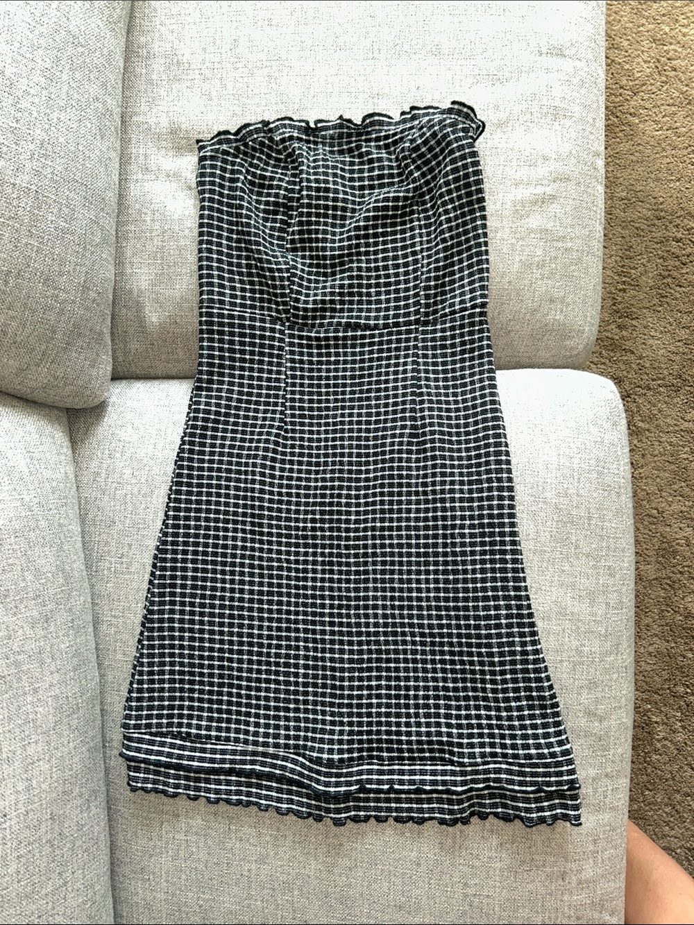 Topshop Black and White Check Strapless Tube Dress